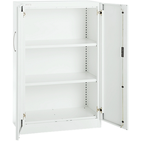 Office cupboard, 3OH, lockable, with overlay doors, W 800 mm, traffic white