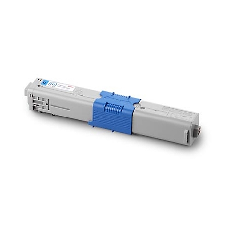 Une cartouche de toner grise avec un élément bleu, prise légèrement en diagonale d'en haut.