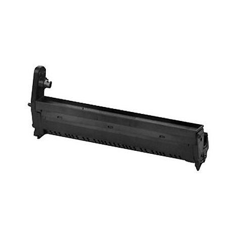 Schwarze Tonerkartusche, länglich mit einem Griff und einem Aufsatz.