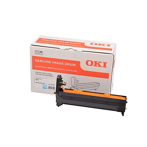 OKI Bildtrommel und Verpackung, weiß, orange und schwarz. Aufdruck: Genuine Image Drum.