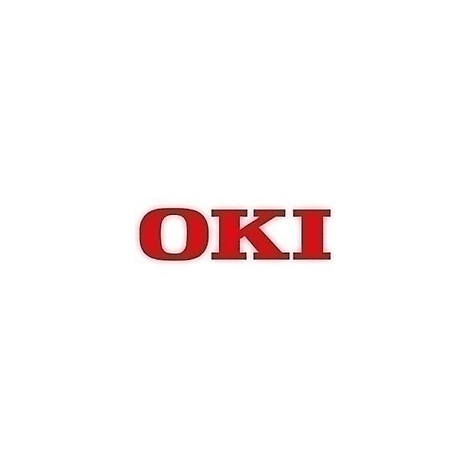 Rotes OKI Logo. Buchstaben mit roter Leuchtkraft.