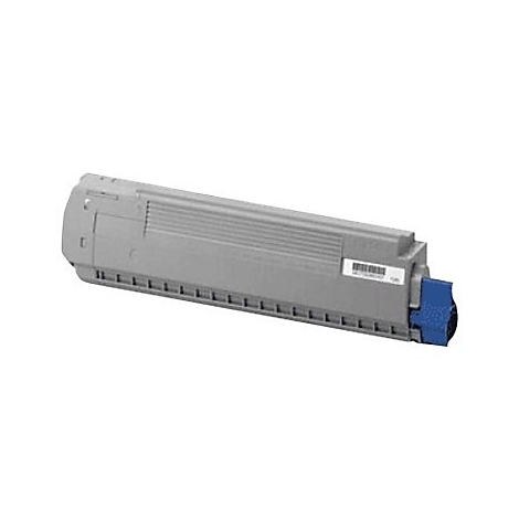 Grauer Toner, mit blauem Griff und Barcode-Etikett.