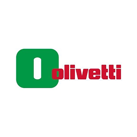 Olivetti-Logo: grÃ¼nes Quadrat mit weiÃŸem 'I' und roter Schriftzug 'olivetti'.