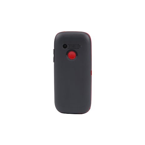 Dunkelgraues Mobiltelefon, roter Rahmen und SOS-Taste.