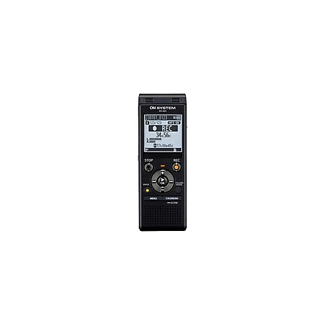 Schwarzer digitaler Audiorecorder mit Display und Bedienelementen.