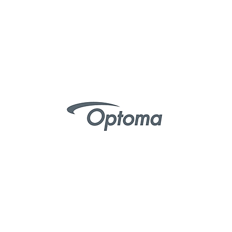 Optoma Logo: Grau, geschwungene Linie über grauem Schriftzug.