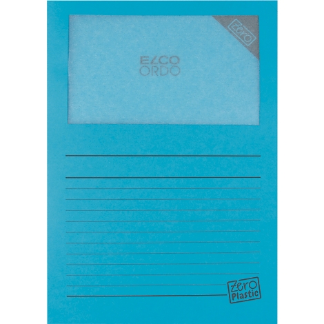 Blaues Ordnerblatt mit Logo. Am Rand 'ZERO Plastic'.