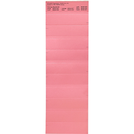 Folded, pink paper with printed information at the top.