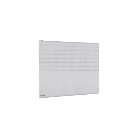 White rectangular radiator with horizontal lines.