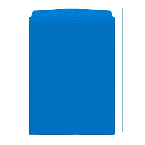Blue envelope, rectangular with folded top.