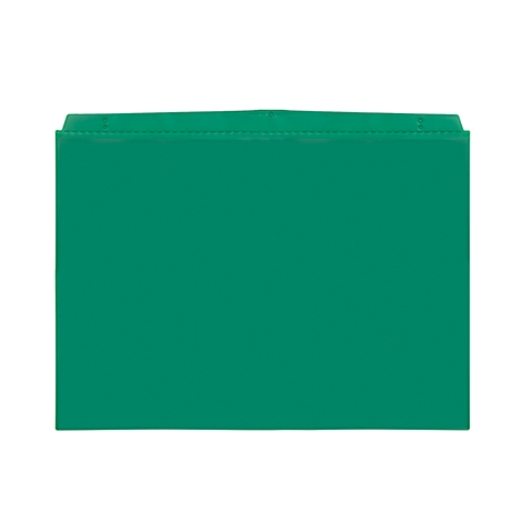 Green, rectangular bag with stitched top edge on a white background.
