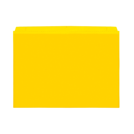 Yellow file folder on white background. Top edge with a curved recess.