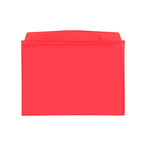 Red document folder with holes at the top.
