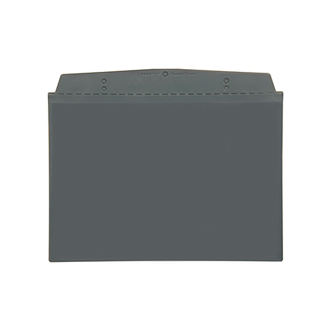 Gray folder on white background. Top edge with holes and seam.