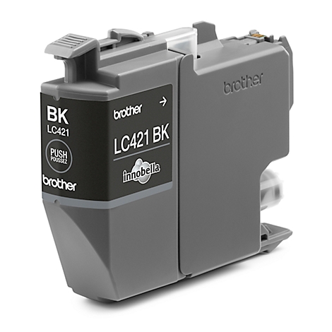 Black Brother LC421 BK ink cartridge with labels, push button and InnoBella logo.