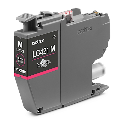 Brother LC421M magenta ink cartridge, with "PUSH" and "LC421 M" text.