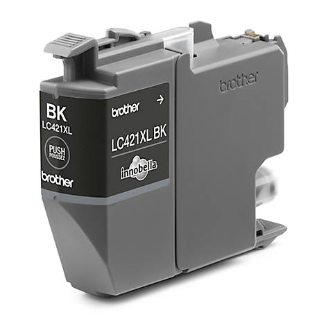 Black Brother LC421XL BK ink cartridge. Black label with LC421XL BK, below 'innobella'.