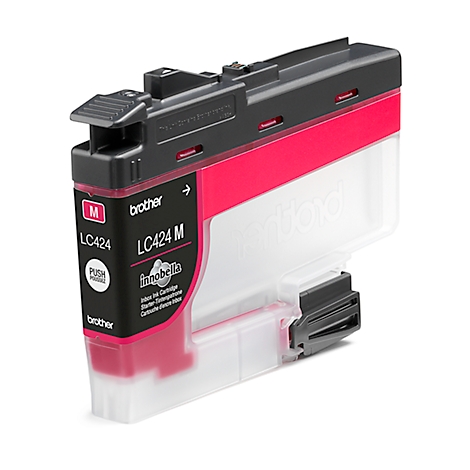 A magenta Brother LC424M ink cartridge. Inscription: innobella, LC424. The closure is black.