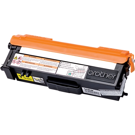 Black Brother toner cartridge with an orange top, warning labels, and text.