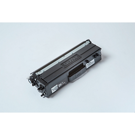 Black Brother toner cartridge, top view. Reads Brother. Label: BK, black.