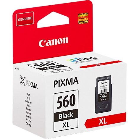 Box of Canon PIXMA 560 Black XL ink cartridge. Black text on white background.