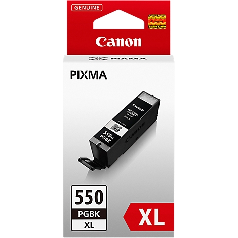 Black Canon ink cartridge, model 550 PGBK XL, on a white background.