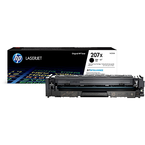 Black toner for an HP Laserjet printer, with a black box. The box says 207x.