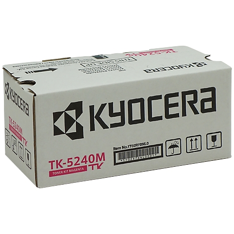Box of KYOCERA toner. It says: TK-5240M, Toner Kit Magenta.