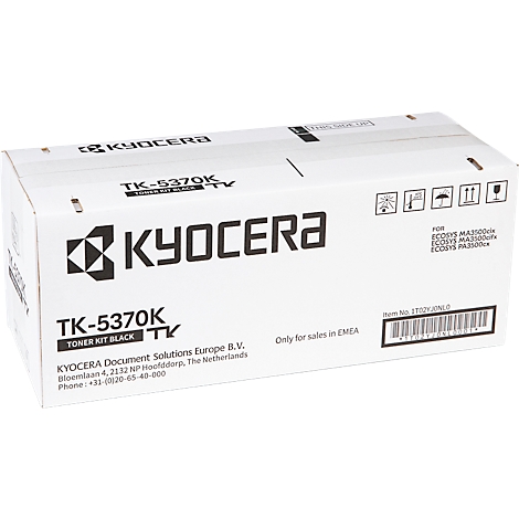 Eine weiße Schachtel für Kyocera-Toner, mit Logo und Produktbezeichnung.
