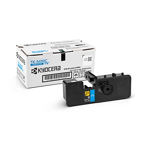 A black toner cartridge and packaging against a white background. Kyocera is written on the packaging.