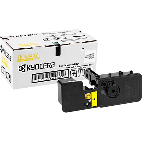An open box and a black toner cartridge. The box reads 'KYOCERA' and 'TK-5440Y'.