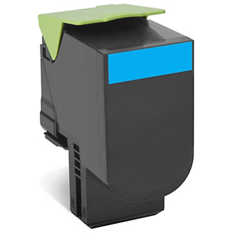 Black ink cartridge with turquoise stripe and green flap.