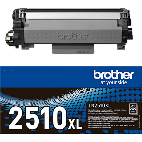 Een Brother tonercartridge, grijs en zwart, met productnaam en verpakking.