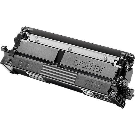 Zwarte Brother tonercartridge tegen een witte achtergrond.