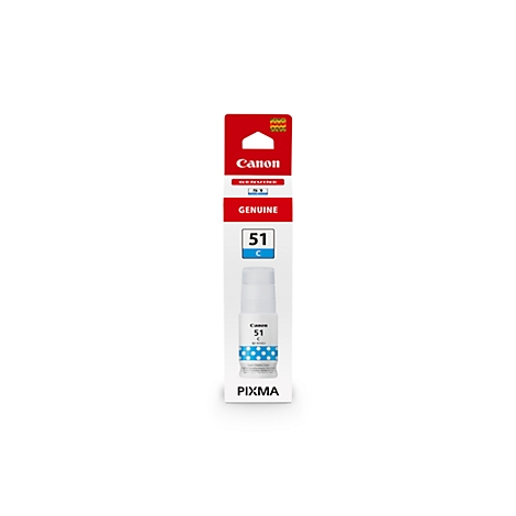 Canon inktcartridge 51 C, cyaan. Opschrift: GENUINE, Canon, PIXMA.
