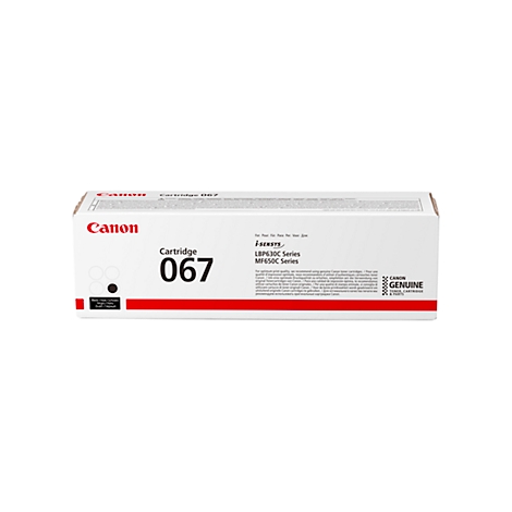 Een printercartridge in een witte doos met rode streep en 'Canon' logo.