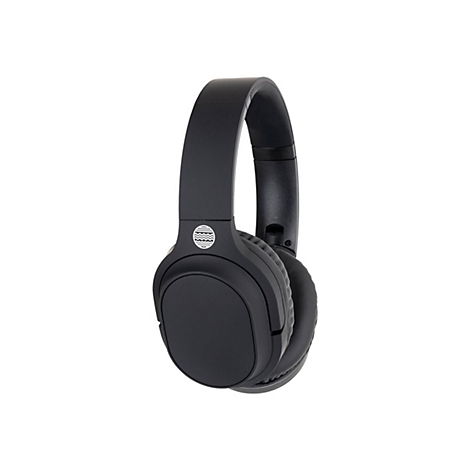 Schwarzer Kopfhörer, perspektivisch abgebildet. Auf den Ohrmuscheln ist ein Wellen-Logo abgebildet.