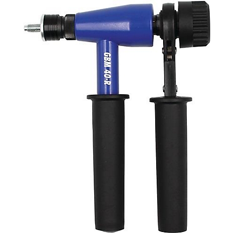 Riveteuse bleue GBM 40-R, avec deux poignées noires. L'outil indique clairement GBM 40-R.