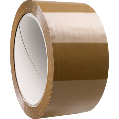 Roll of brown adhesive tape, shiny.