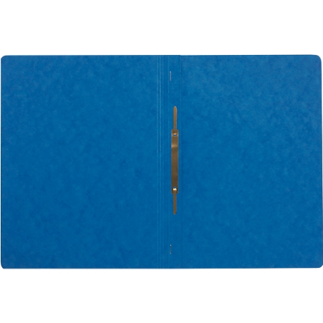 Open blue file folder with gold clasp.