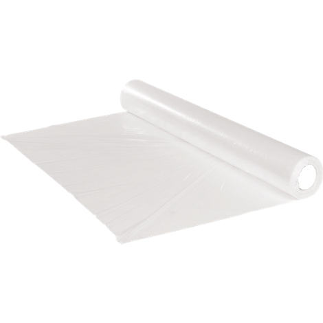 Roll of transparent film, partially unrolled.