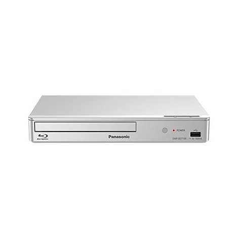 Lecteur Blu-ray Panasonic argenté avec lecteur et LED d'alimentation.