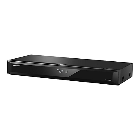 Lecteur Blu-ray Panasonic noir, modèle DMR-UBC70, sur fond blanc. ZDF HD est affiché.
