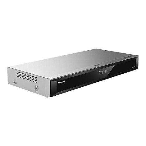 Ein silberner Panasonic Blu-ray-Player mit schwarzer Front. Auf dem Display steht "736 HD".
