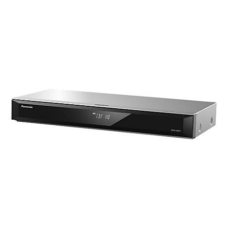 Schwarzer Panasonic Blu-ray-Player. Anzeige zeigt "ZDF HD".