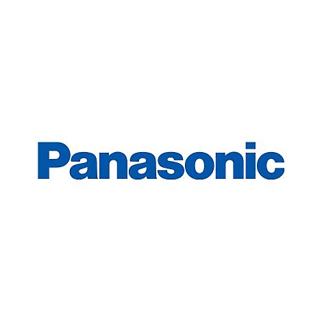 Blauer Panasonic Schriftzug vor weißem Hintergrund.