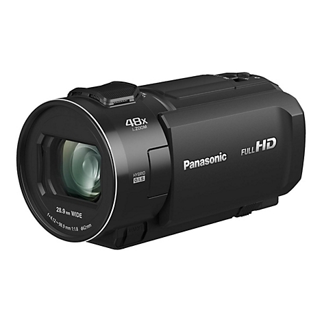 Caméscope noir Panasonic Full HD avec zoom 48x et Hybrid O.I.S.