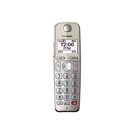 Schnurloses Telefon mit Bildschirm, Datum, Uhrzeit und Wähltasten. Marke Panasonic.