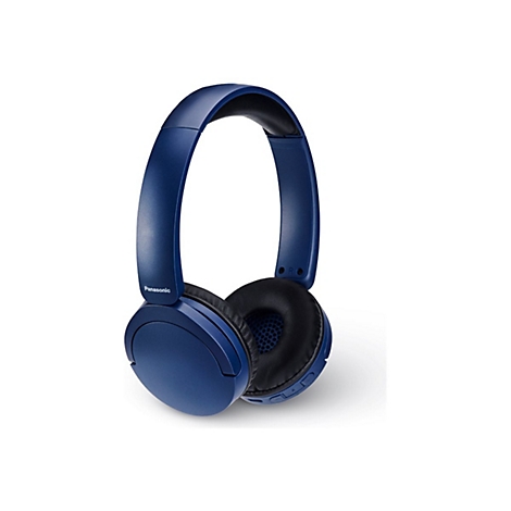 Dunkelblauer Panasonic Over-Ear-Kopfhörer mit schwarzer Polsterung auf weißem Hintergrund.