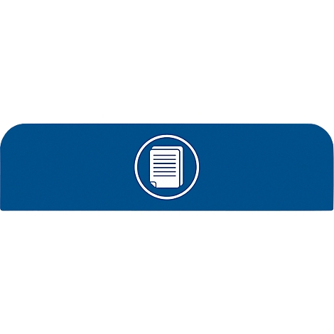 Bouton bleu avec un symbole de document blanc dans un cercle.